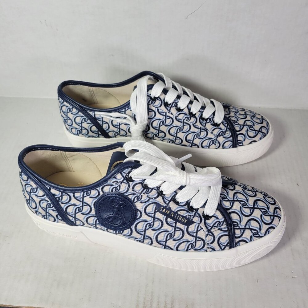 Sam & Libby Women Dina Blue Patterned Casual Canvas Lace Up Sneakers Size 8 - Picture 6 of 9